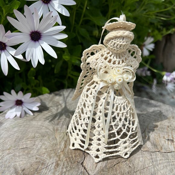 Vintage Crochet Angel Tree Topper - Picture 2 of 4